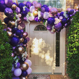 elvesmall 130Pcs Purple Balloon Garland Kit Dark Purple Metallic Gold Arch Lavender Light Decoration For Baby Girl Princess Party Birthday
