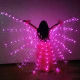 elvesmall  Led Dance Fairy Wing Cloak Children Dancers Colorful Butterfly Wing Stage Performance Belly Dancing Carnival Party Photo Props