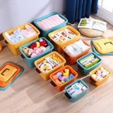 elvesmall Plastic Sundries Storage Box with Handle Large Capacity Cosmetics Toy Snack Clothes Organizer Baskets Containers Home Gadgets