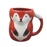 elvesmall  -  330ml Ceramic Fox Coffee with Lid Cartoon Animal Decoration Couple Drinking Cup Simple Breakfast Mug Afternoon Camellia Tea Cup