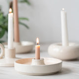 elvesmall Ceramic Candle Holder for Pillar Taper Candle White Pottery Candlestick Wedding Decoration Table Decorative Candle Holder