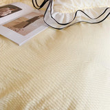 elvesmall  Korean Seersucker Bedding Set Princess Girls Lace Ruffled Bow Duvet Cover Double Bed Sheets Washed Cotton Twin Queen Quilt Cover