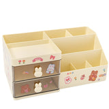 elvesmall Multifunctional Kawaii Pen Holder Organizer Desktop Stationery Pencil Storage Box Drawer Desk Cute Ins Multi-layer Storage Box