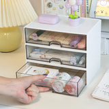 elvesmall Desktop Storage Box Organizer Desk Pen Holder Transparent Stationery Drawer Storage Rack Multi-functional Student Organizing Box