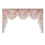 elvesmall 1PC Pink Honey Peach Valance Voile Wavy Curtain Head Lace Bottom Custom Window Panel Drape for Living Room