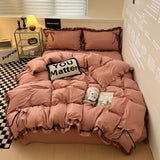 elvesmall Bowknot Bedclothes Lace Style Bed Sheets Set Skin-friendly Bedding ropa de cama Single/Double/Queen/King Size Bed Linen Set