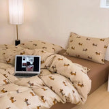 elvesmall New Floral Double Gauze 100% Cotton Bedding Set Breathable Fresh Queen Duvet Cover Set with Sheets Quilt Cover and Pillowcase