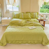 elvesmall Pink Ruffle Comforter Bed Sheet Pillowcases Queen Size Lightweight Fluffy Farmhouse White Ruffle Bedding Set Soft Microfiber