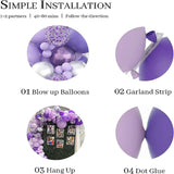 elvesmall Macaron Purple Balloons Garland Arch Kit Metallic Purple Silver Latex Balloon Birthday Party 3D Butterfly Background Decoration