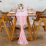 elvesmall Dusty Rose Chiffon Table Runner 70*300CM Wedding Dining Table Decoration Romantic Table Runner For Wedding Party Xmas