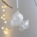 elvesmall  Christmas Decoration Acrylic Crystal Carriage Bells Elk Butterfly Christmas Tree Ornaments for Ice Xmas Party Decor Velas