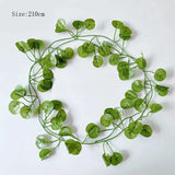 elvesmall 2.1m Artificial Plant Vine Green Ivy Leaf Garland Silk Wall Hanging Vine Home Garden Decoration Wedding Party DIY Garland Leaves
