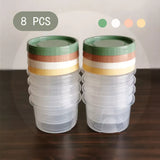 elvesmall 8 Pcs 500ml Round Food Fresh Keeping Box Kitchen Refrigerator Storage Container Fruits Snacks Sealed Jar Microwave Heating