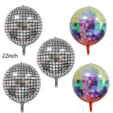 elvesmall 5pcs 4D Disco Balloons Laser for Wedding Happy Birthday Popular Party Decorations Rock and Roll Looks Round Cube Shaped Globos