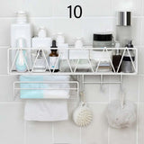 elvesmall Black Wall-Mounted Bathroom Shelf Shower Shampoo Rack Kitchen Condiment Storage Basket Toilet Soap Holder Bathroom Organizer