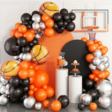 elvesmall Basketball Balloon Garland Set Orange Black Metallic Silver & Basketball Aluminum Film Balloon Sport Theme Party NBA All Star Space Jam Birthday Decor