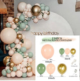 elvesmall Green White Macaron Metal Balloon Garland Arch Kit Wedding Birthday Balloons Decoration Party Balloons For Kids Baby Shower