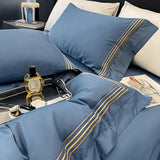 elvesmall  Luxury Egyptian Cotton Bedding Set Embroidery Duvet Cover Set Quilt Cover Fitted/Flat Sheet Pillowcase  Home Textiles Bedspreads