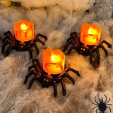 elvesmall Halloween Led Electronic Glowing Spider Candle Lamp Party Atmosphere Decorative Ornament Photography Props