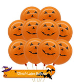 elvesmall 18pcs/set 18inch Orange Stars Foil Balloons Gold Confetti Black Latex Ball Halloween Kids Birthday Party Decors Inflate Balls