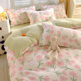 elvesmall Cute Strawberry Duvet Cover Set Twin Full Size INS Floral Bedding for Kids Girls Quilt Cover High Quality Bedclothes NO Filling