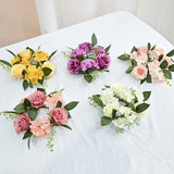 elvesmall 20CM Candlestick Garland Wreath Artificial Rose Candle Holder Flower Ring Home Party Wedding Table Decoration