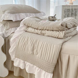 elvesmall Korean Seersucker Summer Thin Quilt Air Condition Comforter Bed Cover Skin Friendly Blanket Single Double Single Quilt Bedding