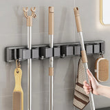 elvesmall Mop Broom Holder Hooks Bathroom Tools Storage Rack Duty Practical Clip Hook Organizers Space-saving Hanger Slots Mops Holder