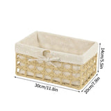 elvesmall Handwoven Storage Baskets Sundries Organizer with Lid Rectangular Cosmetics Box Clothes Laundry Basket Towel Toys Container