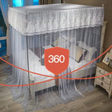 elvesmall  Embroidery Lace Palace Mosquito Net with Stainless Steel Bracket Square Princess Mosquito Tent for Bed Double Bed Nets Canopy