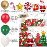 elvesmall Christmas Balloon Arch Set Candy Cane Aluminum Film Red Green White Father Christmas New Year Balloons Party Decoration Gifts