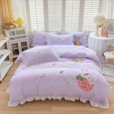 elvesmall Colorful Clouds Bedding Set Princess Style Ruffle Duvet Cover with Zipper Closure Comforter Covers for Girls Women Home Decor