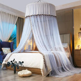 elvesmall Large Space Dome Hanging Mosquito Net Free Install Double Bed Mosquito Net Foldable Princess Style Lace Gauze Bed Curtain