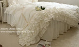 elvesmall Luxury Ruffle duvet cover queen pure cotton bedding king duvet cover lace bed princess quilt cover duvet set bag in a bed