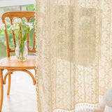 elvesmall  1 Panel Boho Curtains for Living Room Bedroom Vintage Handmade Crochet Farmhouse Hollow Out Knitting Lace Light Filtering Drapes
