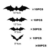 elvesmall Halloween Decoration 3D Black PVC Bat Halloween Party DIY Decor Wall Sticker Bar Room Halloween Party Scary Decos Props