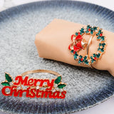 elvesmall  Christmas Napkin Rings Gold Zinc Alloy Bling Napkin Buckle for Christmas Wedding Table Party Decoration New Year Napkin Holder