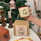 elvesmall  -  Kawaii Dog Christmas Mug Gift Coffee Water Cup Cute Ceramic Handmad Milk Tea Water Juice Mocha Lovers Breakfast Cup Gift 300ml