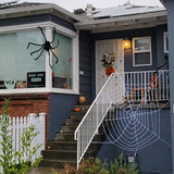 elvesmall Halloween Spider Web Giant Spider Web Decoration Black White Giant Stretchy Cobweb Party Bar Haunted House Home Decoration