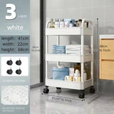 elvesmall Trolley Organizer Auxiliary Cart With Wheels Kitchen Furniture Cabinet Storage Rack Mobile Plastic Bookshelf Vegetable Basket