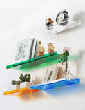 elvesmall Acrylic Shelf for Wall Storage,Floating Bookshelves,Display Shelf Organizer for Bathroom,Bedroom,Living Room,Kitchen,Room Decor