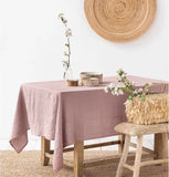 elvesmall 100% Stone-washed Linen Solid Color Table Cover,Natural Fabric Tablecloth,for Kitchen Dining Room Party Holiday Tabletop Decor