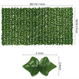 elvesmall 1X3M Artificial Ivy Hedge Panels Green Leaf Privacy Fence Grass Wall for Home Outdoor Garden Balcony Decoration Fake Plant Vine