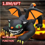 elvesmall Halloween Inflatable 1.8m Black Cat Toy Shakes Head Ghost LED Lights Indoor Outdoor Yard Airblown Decoration Fun Party Display