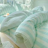 elvesmall Super Soft Washed Cotton Bed Four Piece Set, Summer Small Fresh Duvet Set, Three Piece Set, Dormitory