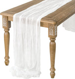elvesmall  4PCS Cotton Gauze Table Runner Wedding Doily Sage Rustic Tablecloth Cheesecloth Table Cover Festival  Party Sheer Home Decor