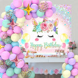 elvesmall Unicorn Rainbow Birthday Party Backdrop Balloon Macaron Raindow Glitter Ballon Baby Shower Girl Birthday Party Background Decor