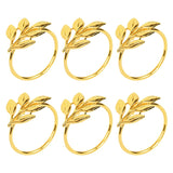 elvesmall 12Pcs Leaves Napkin Rings Buckle Gold Metal Napkin Holder for Christmas Wedding Birthday Party Dinner Table Decoration Supplies