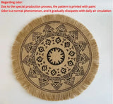 elvesmall 4pcs Bohemian Diameter38cm/15inch Round Insulated Anti-scald Placemat Cup Coaster Mats Non-Slip Kitchen Accessories with Tassels