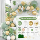 elvesmall Green White Macaron Metal Balloon Garland Arch Kit Wedding Birthday Balloons Decoration Party Balloons For Kids Baby Shower